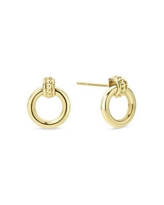 Lagos Meridian 18K Yellow Gold Caviar Polished Circle Drop Earrings