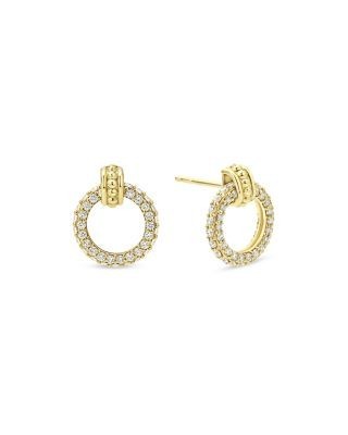 Lagos Meridian 18K Yellow Gold Caviar Diamond Circle Drop Earrings