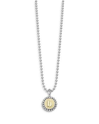 Lagos Sterling Silver and 18K Yellow Gold Signature Caviar Initial Pendant Necklace, 16