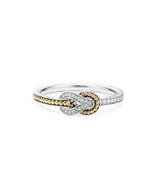 Lagos Sterling Silver and 18K Gold Newport Diamond Ring