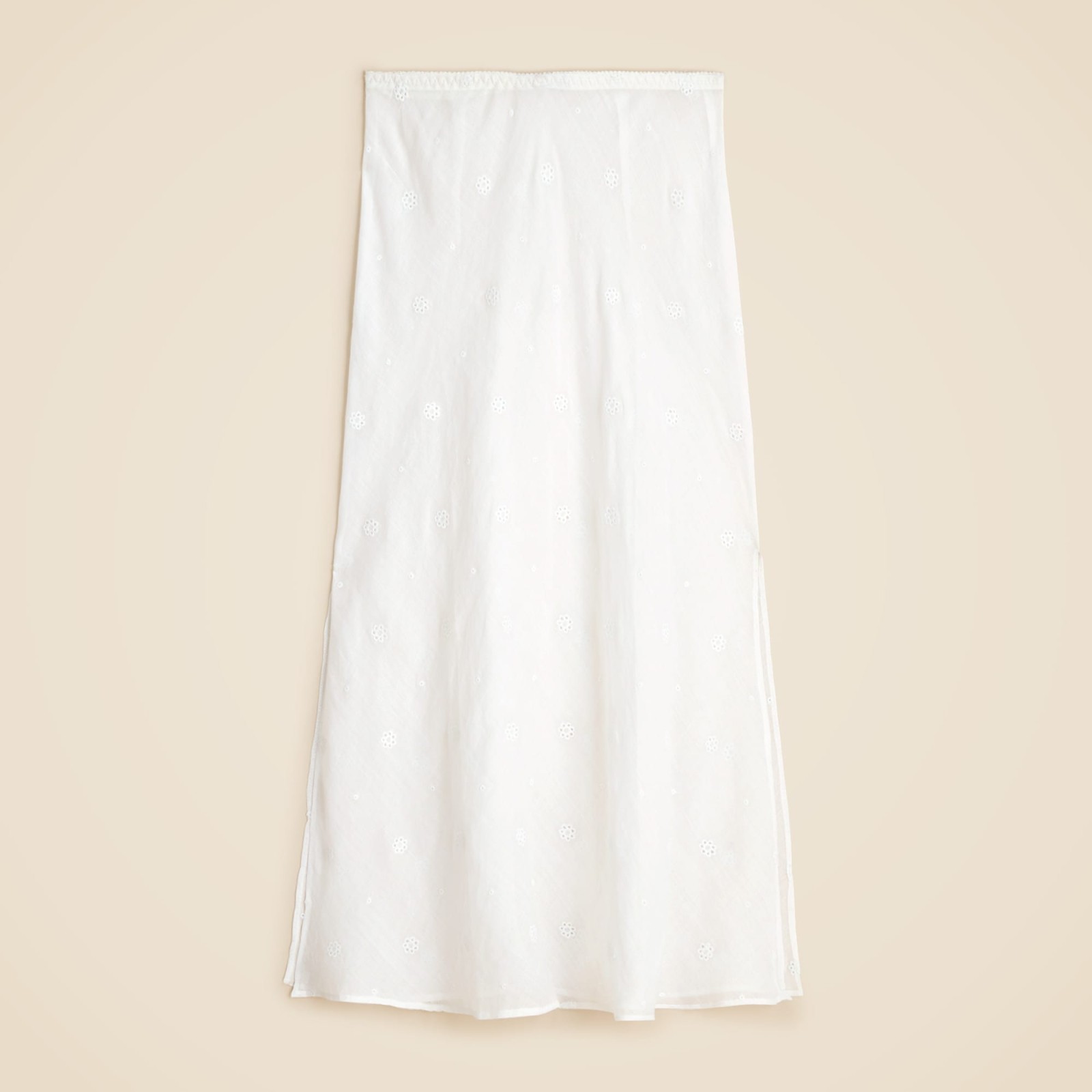Eyelet slip skirt in ramie