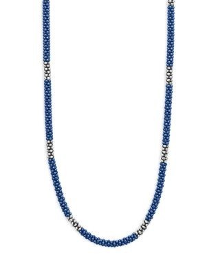 Lagos Sterling Silver Blue Ceramic Bead Collar Necklace, 18