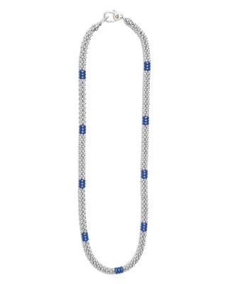 Lagos Sterling Silver Ultramarine Ceramic Rondelle & Bead Collar Necklace