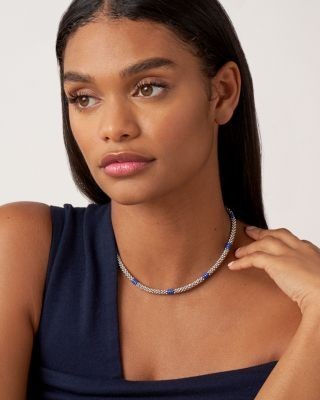 Lagos Sterling Silver Ultramarine Ceramic Rondelle & Bead Collar Necklace