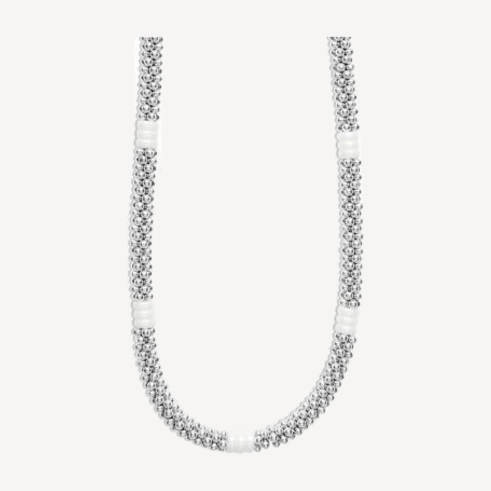 Lagos 18K Yellow Gold & Sterling Silver White Ceramic Rondelle & Bead Collar Necklace, 16