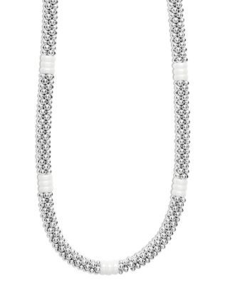 Lagos 18K Yellow Gold & Sterling Silver White Ceramic Rondelle & Bead Collar Necklace, 18