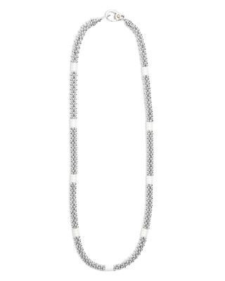 Lagos 18K Yellow Gold & Sterling Silver White Ceramic Rondelle & Bead Collar Necklace, 16