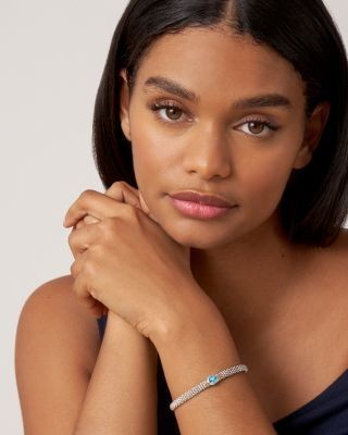 Lagos Sterling Silver & 18K Yellow Gold Rittenhouse Blue Topaz Solitaire Link Bracelet