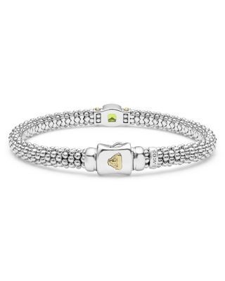 Lagos Sterling Silver & 18K Yellow Gold Rittenhouse Peridot Solitaire Link Bracelet