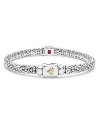 Lagos Sterling Silver & 18K Yellow Gold Rittenhouse Rhodolite Garnet Solitaire Link Bracelet