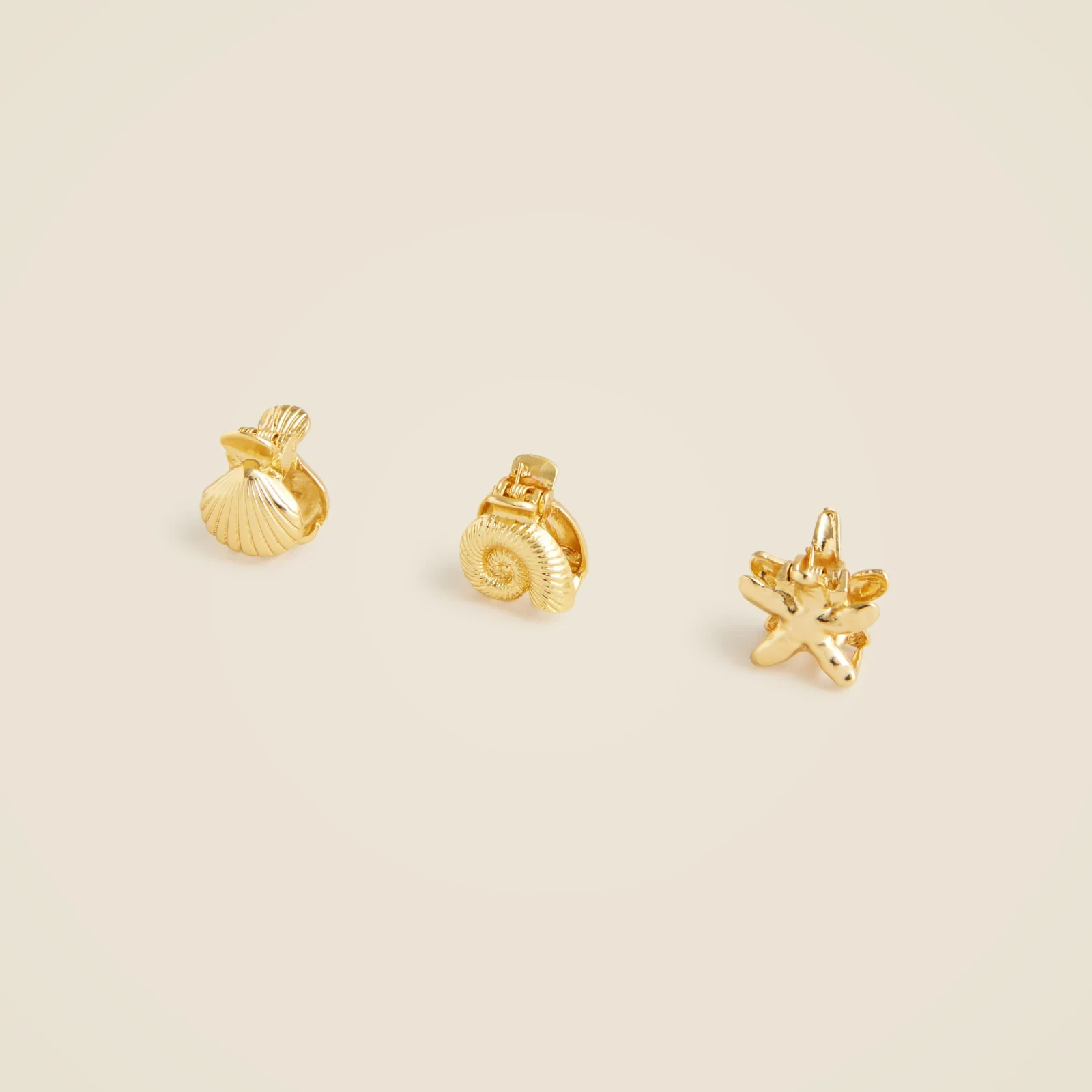 Metallic nautical claw clips three-pack