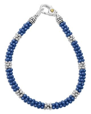 Lagos Sterling Silver Ultramarine Ceramic Caviar Bead Statement Bracelet