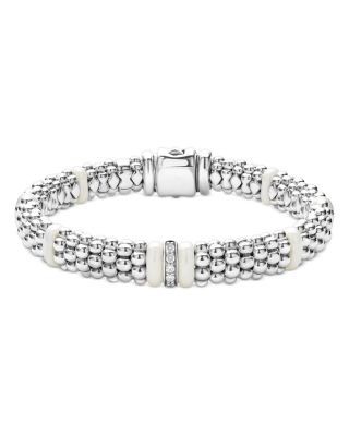 Lagos Ceramic & Sterling Silver White Caviar Station Bracelet