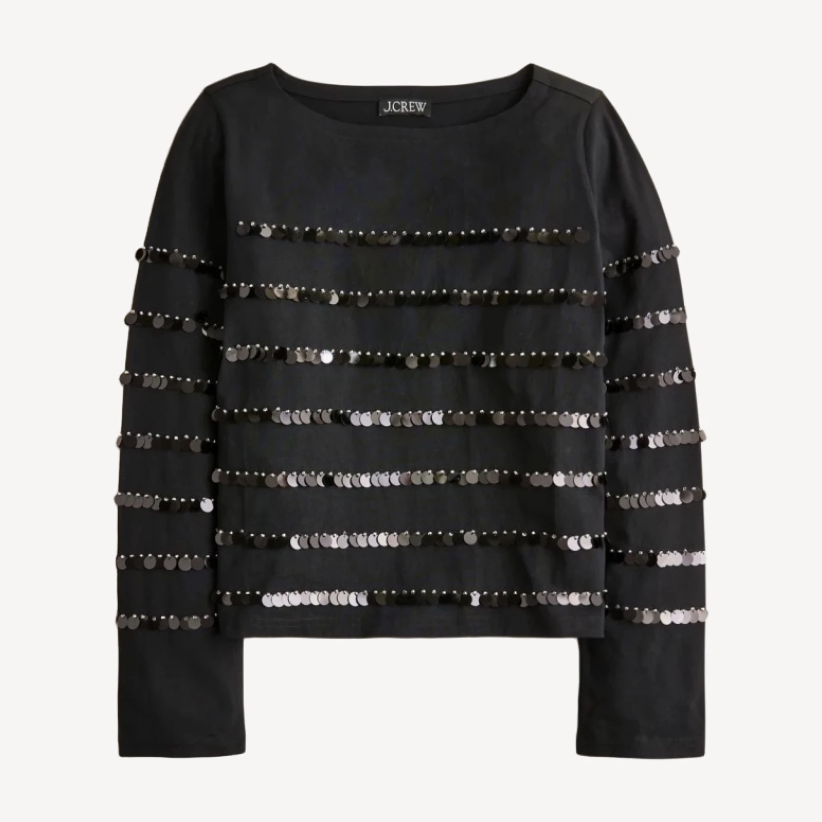 Heavy jersey long-sleeve T-shirt with paillette embellishment