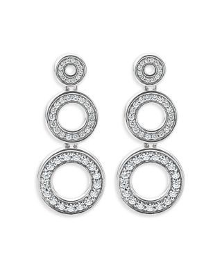 Lagos Sterling Silver Caviar Spark Diamond Triple Circle Drop Earrings