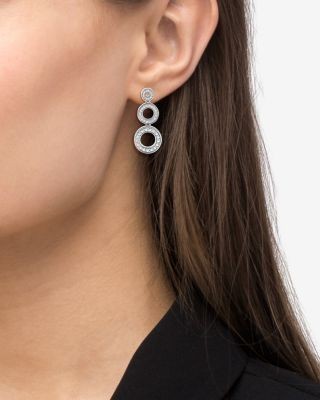 Lagos Sterling Silver Caviar Spark Diamond Triple Circle Drop Earrings