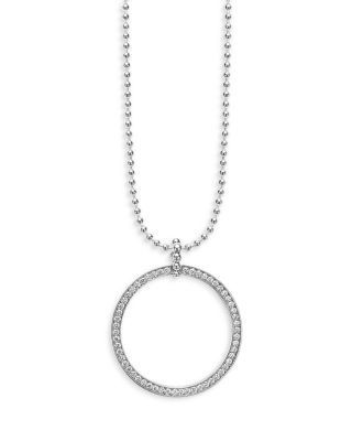 Lagos Sterling Silver Diamond Caviar Spark Circle Pendant Necklace