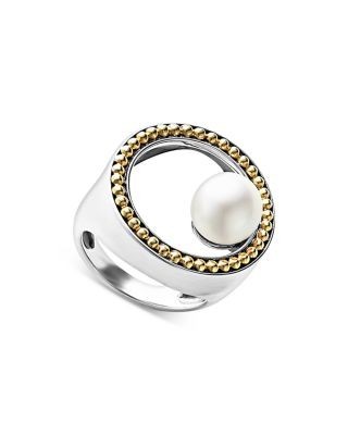 Lagos 18K Yellow Gold & Sterling Silver Luna Cultured Freshwater Pearl Ring