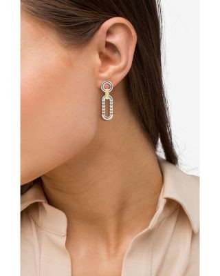 Lagos 18K Yellow & Sterling Silver Signature Caviar Link Drop Earrings