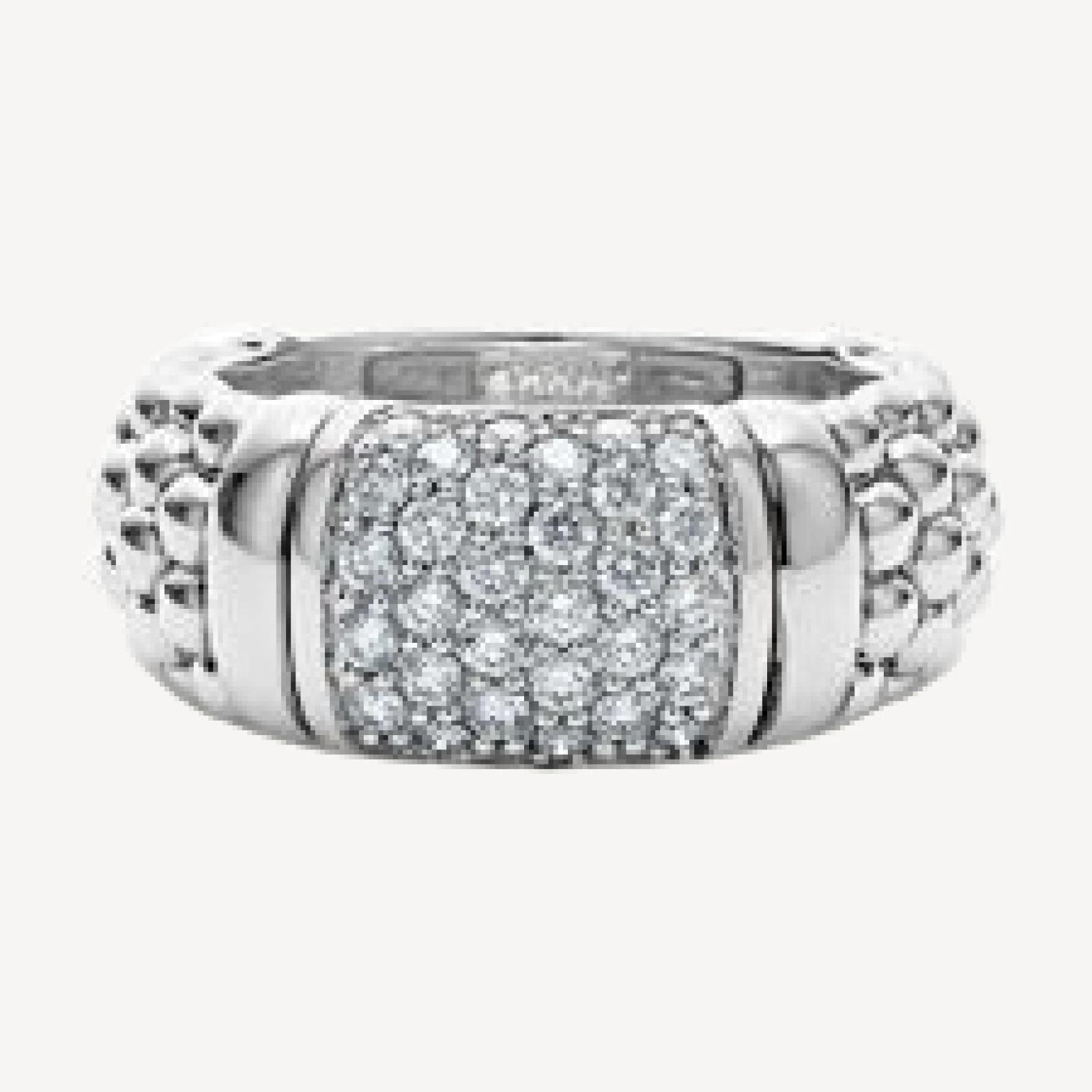 Lagos Sterling Silver Pave Diamond Caviar Ring