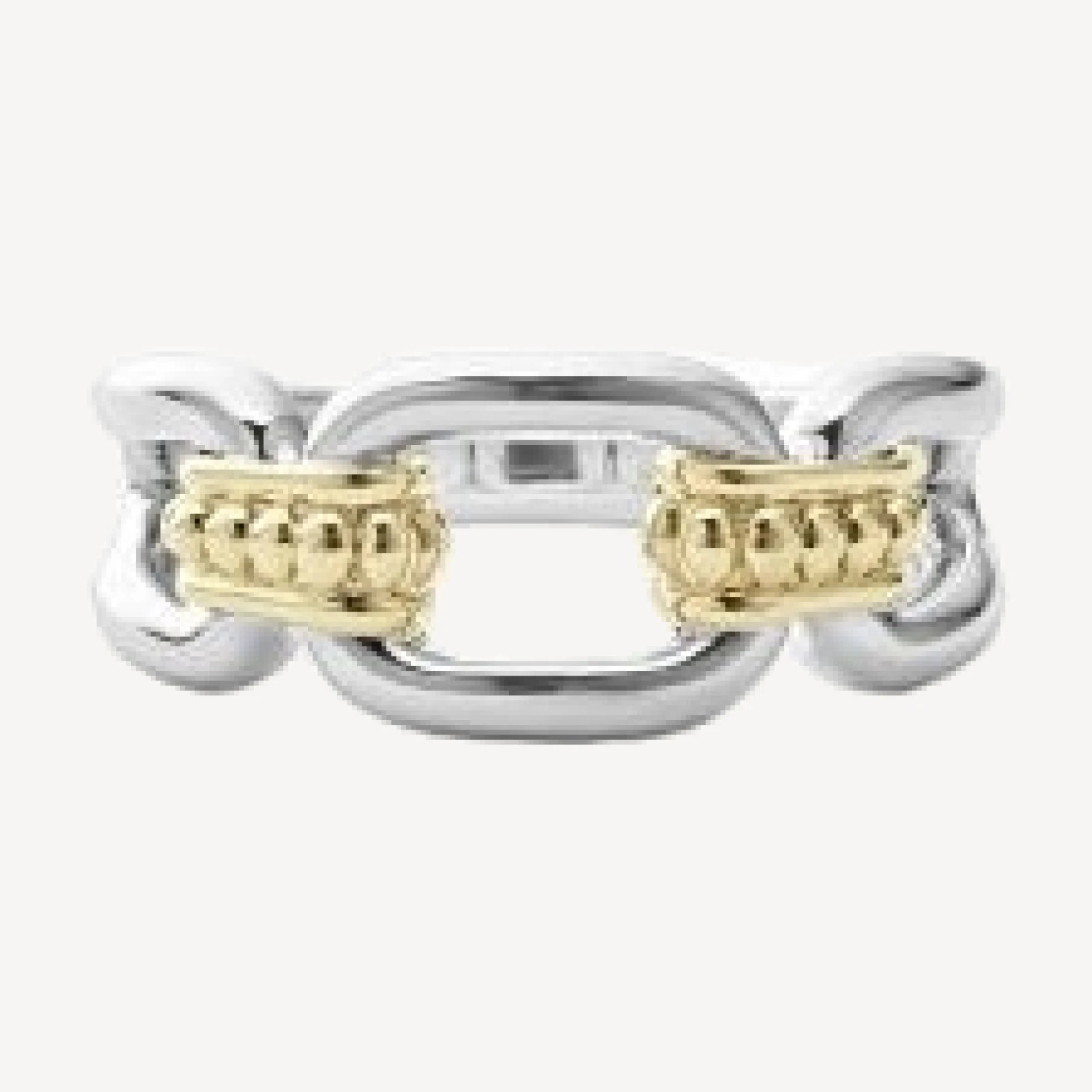Lagos 18K Yellow & Sterling Silver Signature Caviar Link Ring