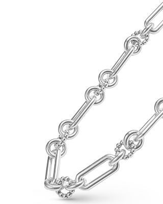Lagos Sterling Silver Signature Caviar Mixed Link Statement Necklace, 24