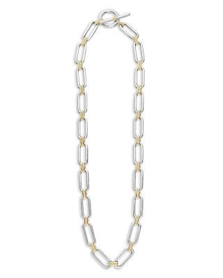 Lagos 18K Yellow & Sterling Silver Signature Caviar Oval Link & Bead Statement Necklace, 18