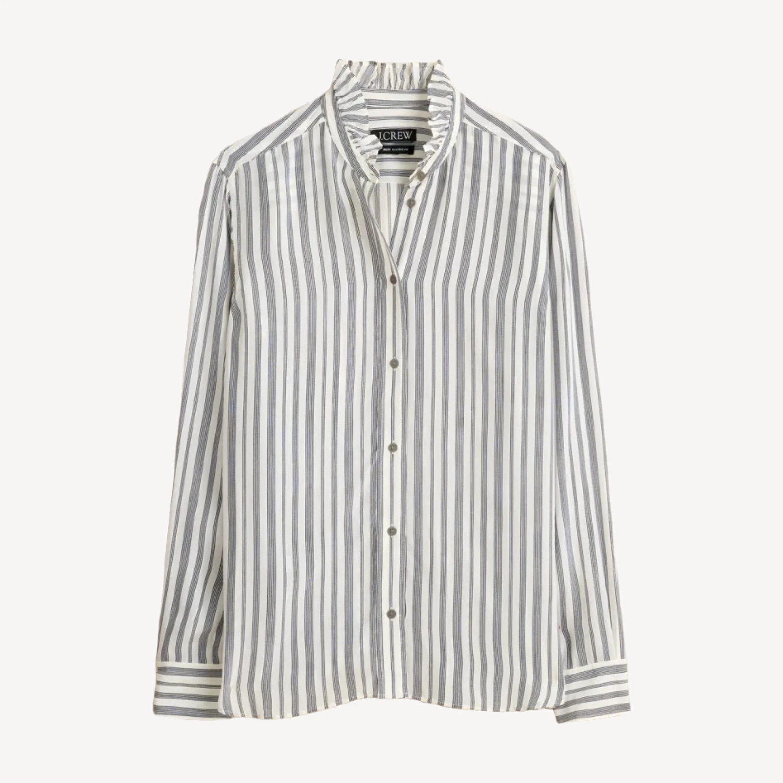 Jules ruffle-collar shirt in striped crepe de chine