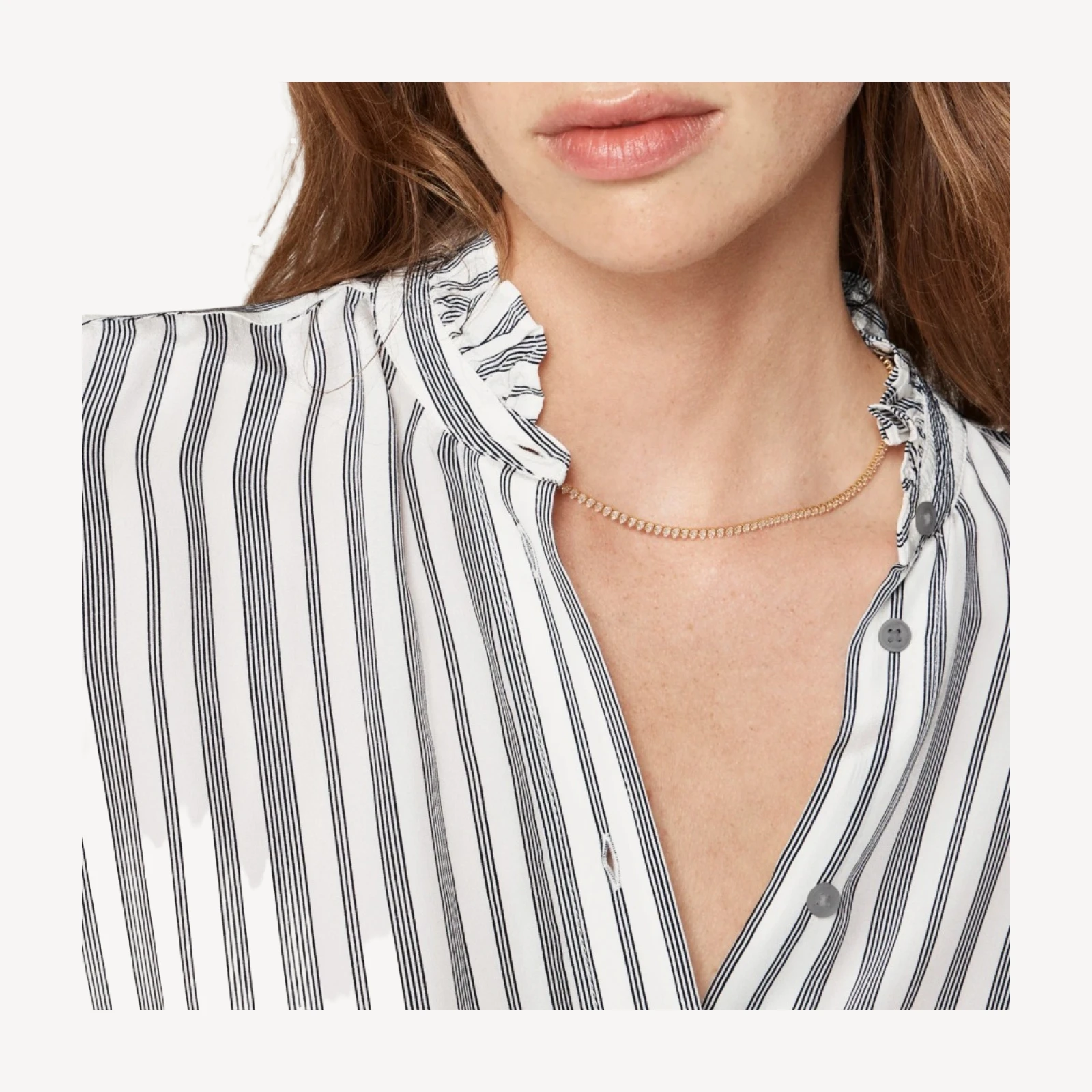 Jules ruffle-collar shirt in striped crepe de chine