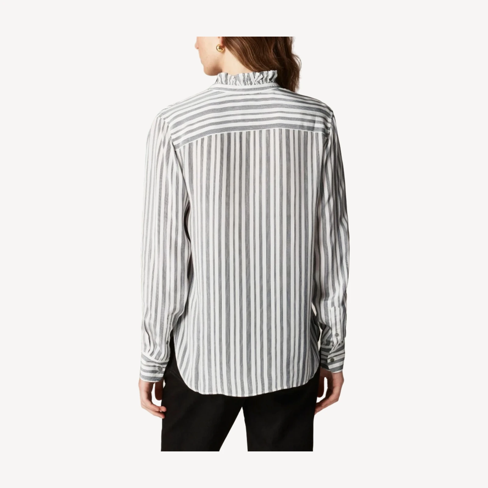 Jules ruffle-collar shirt in striped crepe de chine