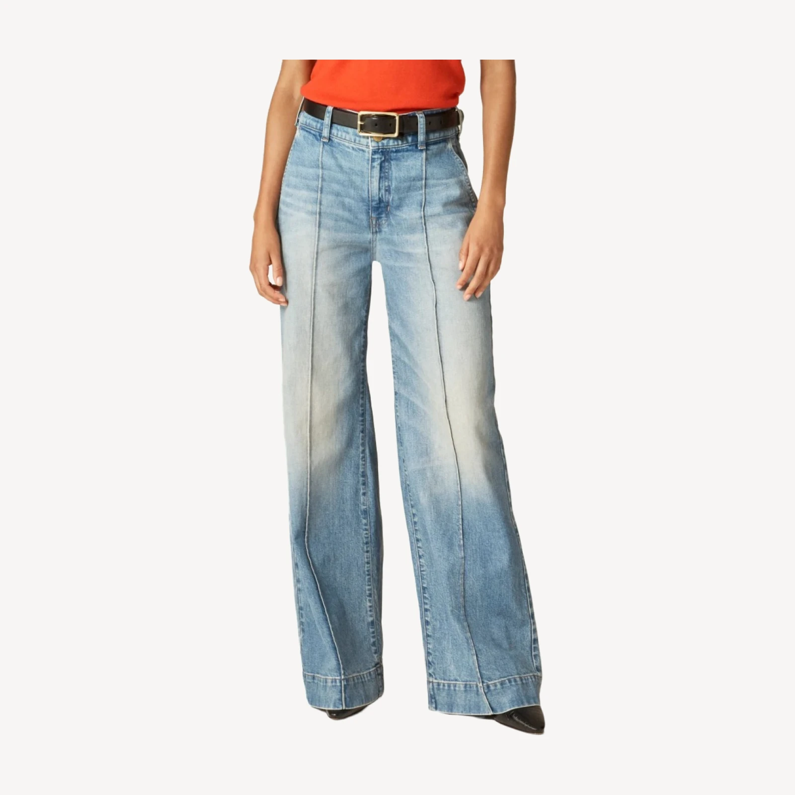 Denim trouser jean with stacked buttons