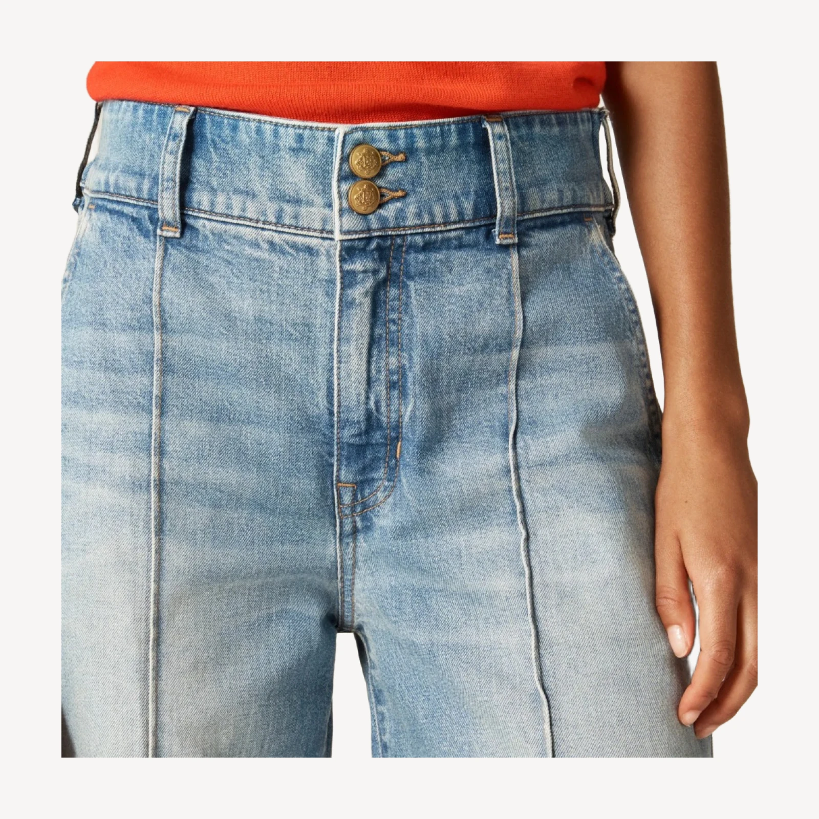 Denim trouser jean with stacked buttons