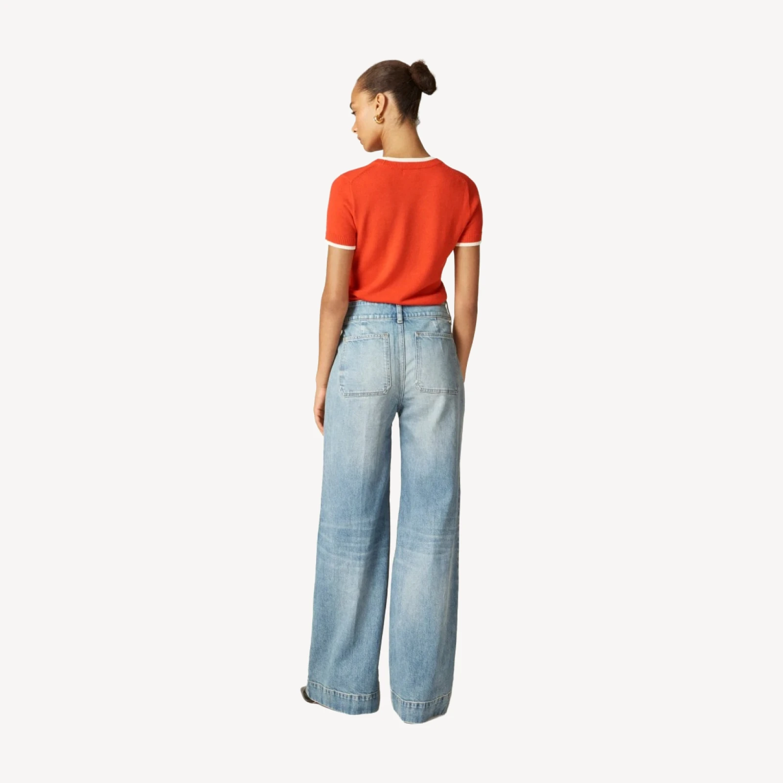 Denim trouser jean with stacked buttons