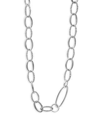 Lagos Sterling Silver Signature Caviar Oval Link Chain Necklace, 20