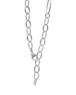 Lagos Sterling Silver Signature Caviar Oval Link Chain Necklace, 34