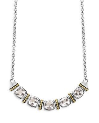 Lagos Sterling Silver & 18K Yellow Gold Rittenhouse White Topaz Station Pendant Necklace, 16-18