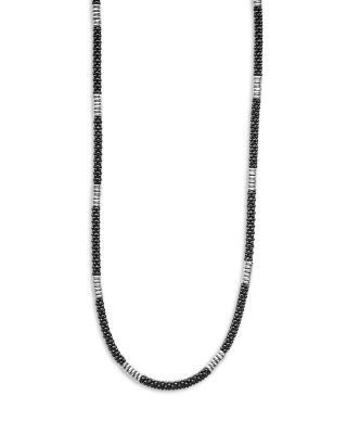 Lagos Black Caviar Silver Station Ceramic Beaded Necklace, 18