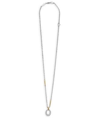 Lagos 18K Yellow Gold & Sterling Silver Caviar Lux Oval Diamond Pendant Necklace, 16