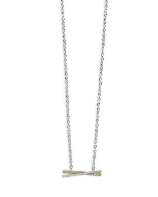 Lagos 18K Gold & Sterling Silver Caviar Lux Diamond Pendant Necklace, 16-18