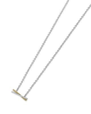 Lagos 18K Gold & Sterling Silver Caviar Lux Diamond Pendant Necklace, 16-18