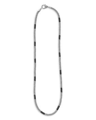 Lagos Black Caviar Silver Station Ceramic Beaded Necklace, 18