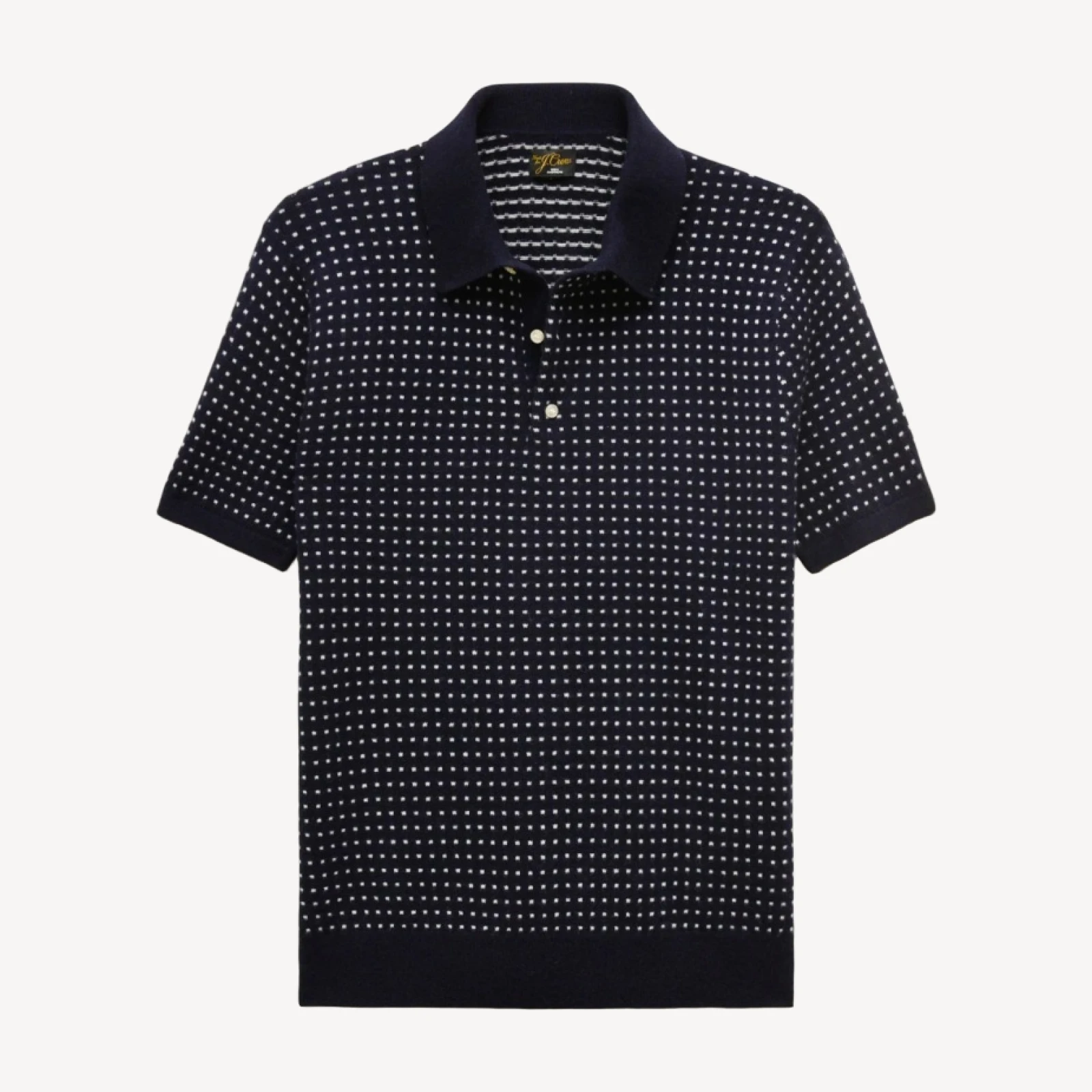 Short-sleeve cashmere sweater-polo in dot