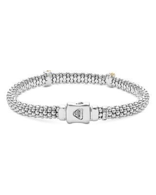 Lagos 18K Yellow Gold & Sterling Silver Caviar Lux X Station Diamond Bracelet
