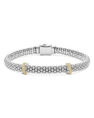Lagos 18K Yellow Gold & Sterling Silver Caviar Lux X Station Diamond Bracelet