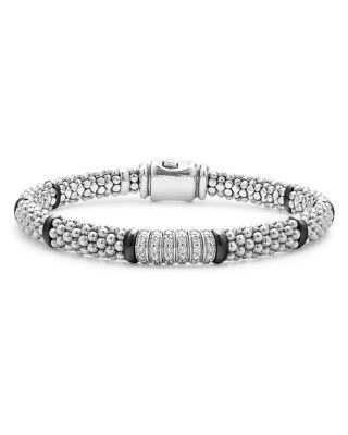 Lagos Sterling Silver Black Caviar Diamond & Ceramic Bead Bracelet