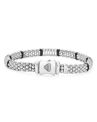 Lagos Sterling Silver Black Caviar Diamond & Ceramic Bead Bracelet