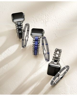 Lagos Ceramic & Sterling Silver White Caviar Seven Station Bracelet