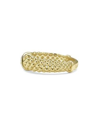 Lagos 18K Yellow Gold Embrace Diamond X Caviar Bead Statement Ring