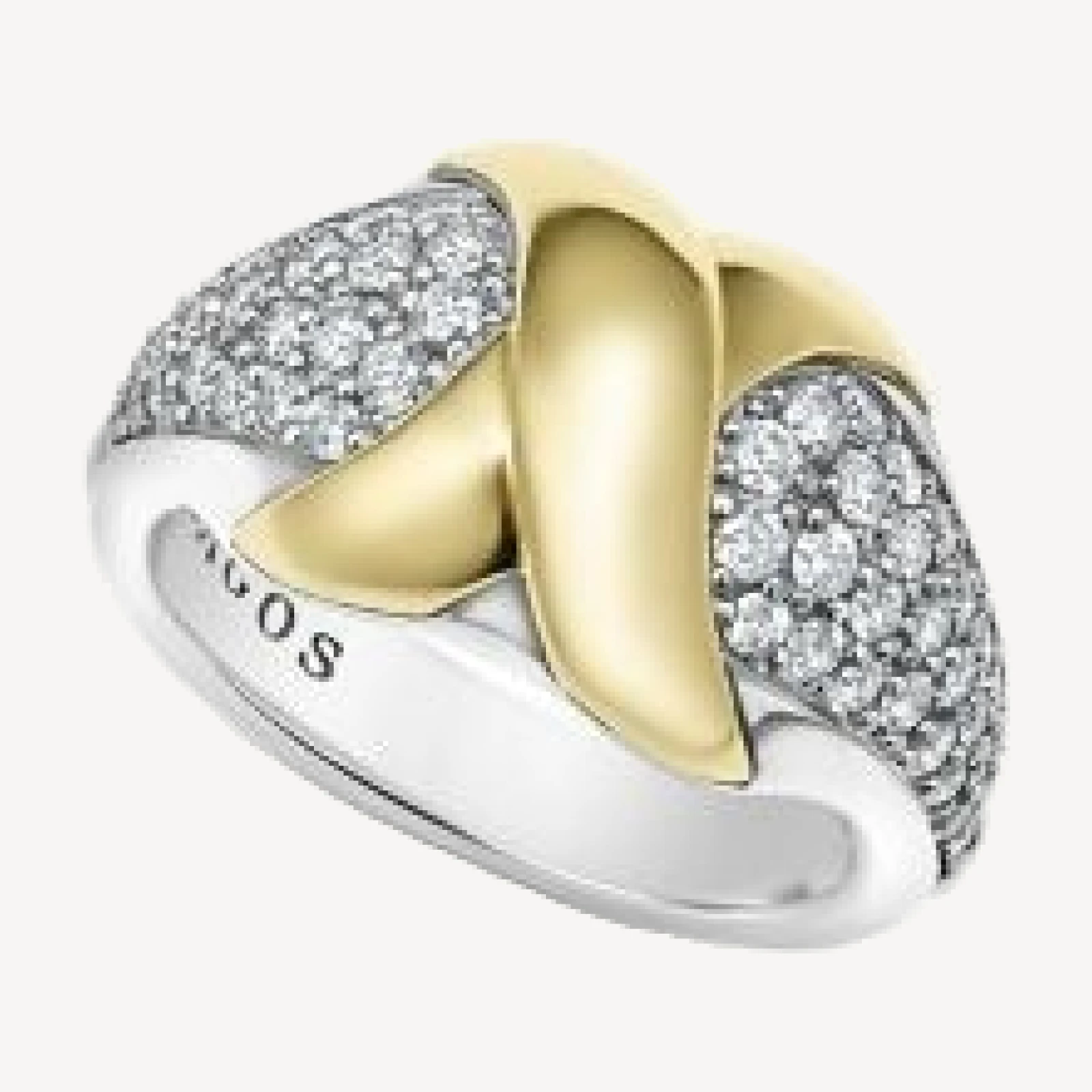 Lagos 18K Yellow Gold & Sterling Silver Embrace Diamond Pave X Ring