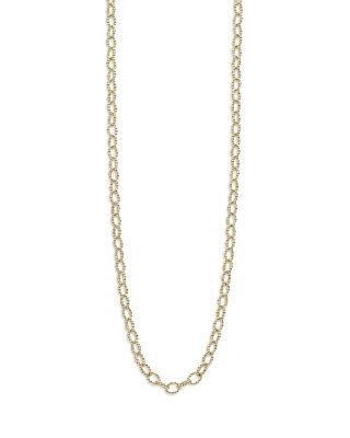 Lagos 18K Yellow Gold Signature Caviar Beaded Oval Link Necklace, 18